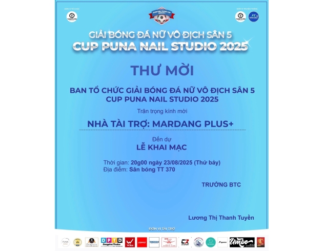 🌸⚽ GIẢI BÓNG ĐÁ NỮ VÔ ĐỊCH SÂN 5 – CÚP PUNA NAIL STUDIO 2025 CHÍNH THỨC PHÁT ĐỘNG ⚽🌸